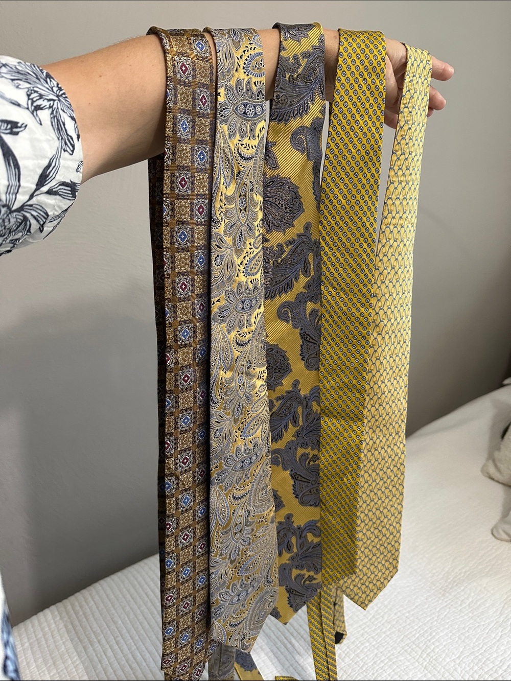 Jos. A. Bank Yellow and Brown Patterned Silk Tie Set - 5 Pieces